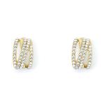 Goldair Gold Tone Huggies With Clear Crystals