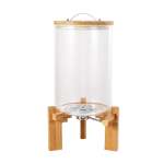 Glass Dispenser With Bamboo Accents