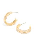 Goldair Gold Plated Cubic Zirconia Medium Leaf Hoop Earrings