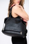 Ladies Hobo Tote Bag Pu Leather Multi Zip Detail Shoulder Bag