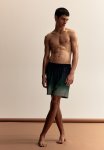Patterned Swim Shorts - Dark Green & Ombre