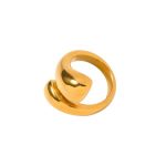 Gold Plated Stainless Steel Minimalist Geometric Smooth Open Cross Ring Unisex Fashion Jewelry - JDR2311016