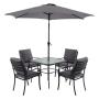 Rono Steel Patio Set Dark Grey Includes Chairs & Umbrella