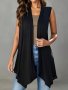 Solid Color Open Front Vest Versatile Sleeveless Simple Cardigan For Spring & Fall Women's Clothing