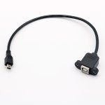 30CM USB B Female Panel Mount To USB MINI Male Plug