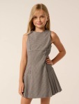 Misty Teen Pleat Dress - 16 Mocha Check