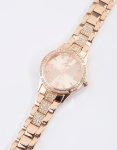 Rose Gold Coloured Diamante Detailed Link Watch