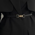 Stylish Buckle Thin Belts Black Simple Casual Waistband Vintage Dress Coat Girdle For Women