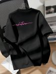 Letter Print Drop Shoulder T-Shirt Short Sleeve Crew Neck Casual Top For Spring & Summer Women's Clothing