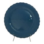 Round Terracotta Platter Teal With Honeycomb Edge
