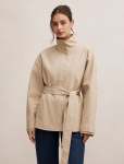 Nina Belted Funnel Neck Jacket - 16 Sand
