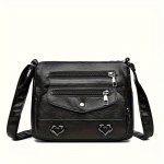 Retro Sweet Rock Style Shoulder Bag Large Handheld Bag For Men Women Multi-layer Zipper Organizer Crossbody Bag For Hanging Out