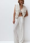 Linen-blend Pull-on Trousers - Cream Striped