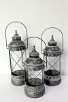 Four Corners Metal And Glass Lanterns Set Of 3 190103