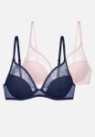 Plus Talia 2 Pack Plunge Bra - Blue & Pink