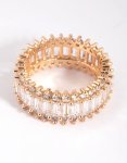 Goldair Gold Cubic Zirconia Baguette Ring - M l