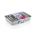 3 Piece Diamond Design Basket Set Grey