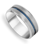 Stainless Steel Blue Stripe Men&apos S Ring