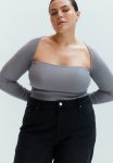 Square-neck Cropped Top - Grey