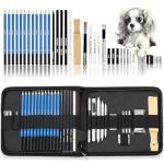 Kalour 33 Pro Drawing Kit Sketching Pencils Set Portable Zippered Travel Case-charcoal Pencils Sketch Pencils Charcoal Stick Sha