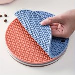 Round Honeycomb Silicone Placemat - 17.02 Cm Heat Insulation Non-slip Easy Clean High Temp Resistant Table Mat Kitchen Decor