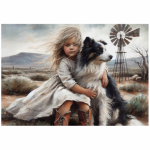 Tear Resistant Deco Print Blue Farm Pup
