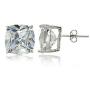 Sterling Silver Cubic Zirconia 10MM Cushion Cut Stud Earrings