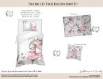 Kids Duvet Set Pink And Grey Floral Ballerina Bunny