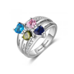 NJ501-CRI103845 Sterling Silver Personalized Names & Birthstones Ring