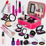 21PC Kids Pretend Makeup Playset With Pu Leather Case - Hot Pink