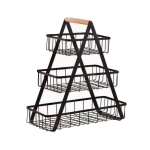 Fruit Storage Baskets Stand With Handle - 3-LAYER