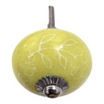 Yellow Ceramic Cabinet Knob Floral Pattern 6CM