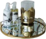 Golden Round Style Mirror Tray Medium Size Tray