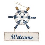 Welcome Sign With Ship Wheel 30CM