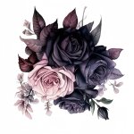 Gothic Flower Large Diy Iron-on Transfer Decal - Washable Heat Press Design For T-shirts Masks Jeans & Backpacks