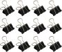 12PCS 51MM Black Large Binder Clips Metal Office Paper Clamps School
