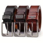 Men's Fashion Business Belt - Single Pin Buckle Black/brown/coffee Dark Durable And Comfortable - Perfect For Holiday Birthday O
