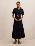 Valeria Petite Broderie Midi Dress - 16 Navy