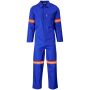Safety Polycotton Boiler Suit - Reflective Arms & Legs - Orange Tape SIZE-36 Colour-royal Blue