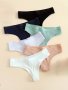 6pcs Seamless Ribbed Sports Thong Panties Breathable & Comfort Cotton Intimates Panties Women's Lingerie & Underwear
