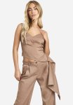 Linen Look Drape Side Cami - Chocolate