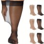 6 Pairs Women's Casual Calf Socks Plus Size Solid Nylon Stretchy Comfy & Breathable Sheer Knee High Socks Suit For L-2XL