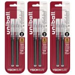 Uniball Vision Elite Rollerball Pen Refill 0.8MM Bold Point Black Ink 6 Refills