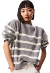 Rib-knit Jumper - Grey Striped