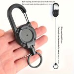 Heavy-duty Retractable Keychain For Men - Expandable Steel Wire Rope With Easy Pull Buckle
