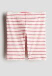 Ribbed Cycling Shorts - White & Pink Striped