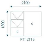 Aluminium Window PTT2118 Clear 2100×1800 Natural