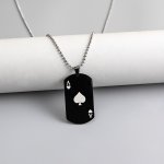 Hip-hop Style Exquisite Creative Vintage Playing Card Ace Of Spades Shaped Stainless Steel Viking Pendant Necklace For Women&men