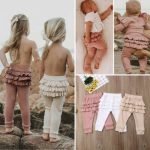 Beige Ribbed Ruffle Bottom Pants 6-9M
