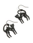 Black Coated Metal Cat Drop Earrings